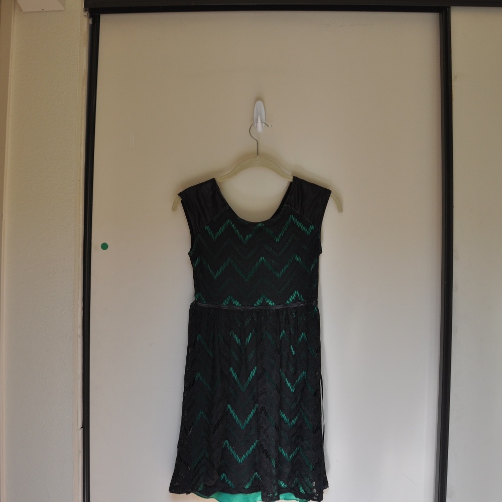 Green and black pattern dress